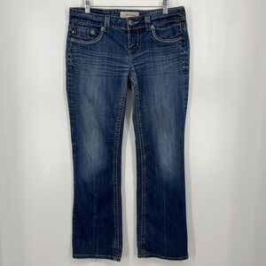 Mek Denim‎ USA Jeans Women's 30x32 Blue Easton Low Rise Thick Stitch Vtg Y2K